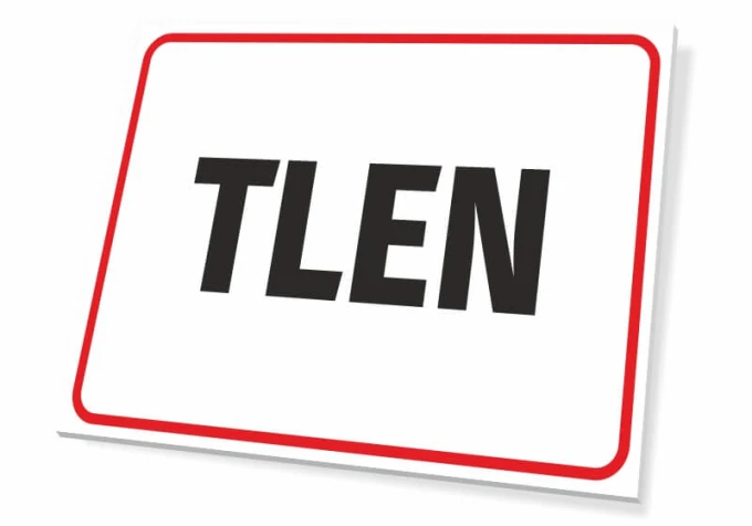 Oxygen sign - Simple rectangle with a white background and large black letters OXYGEN in a red frame.