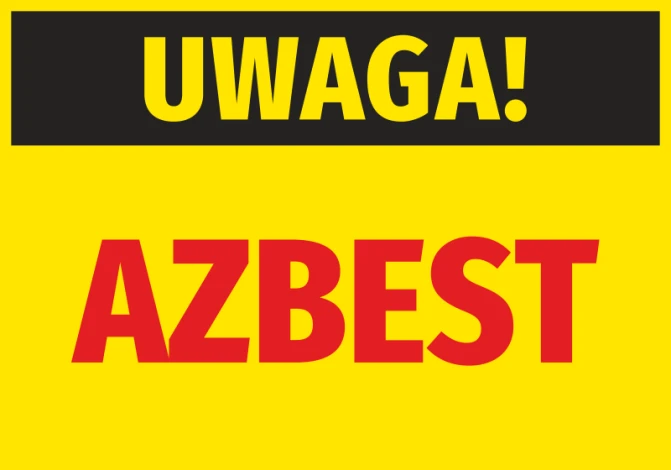 Asbestos Warning Sticker - Black "WARNING!" text on yellow background, with red "ASBEST" text below.
