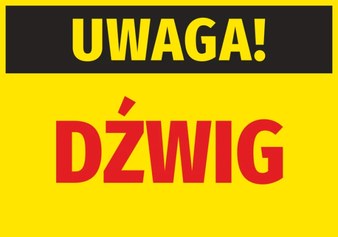 Caution Crane Sticker - Graphic design with a black "Caution" on yellow background and red "Crane".
