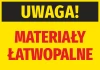 Flammable Materials Warning Sticker - Graphic design with yellow background, black text "WARNING!" and red "FLAMMABLE MATERIALS".