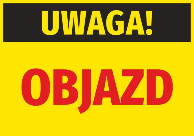 Caution Detour Sticker - Graphic design with yellow background, black "Caution" text, and red "Detour" text.