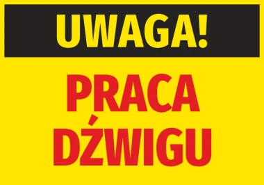 Caution Crane Work Sticker - Graphic design with yellow background, black "CAUTION!" and red "CRANE WORK" text.