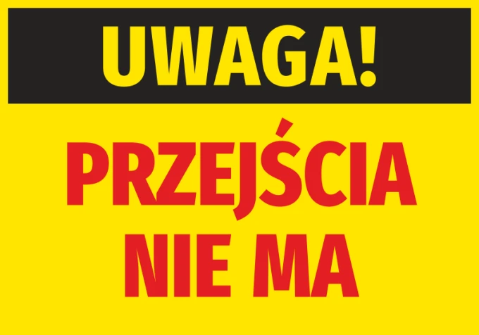 Caution sticker: No crossing - graphic design. Yellow background with black "CAUTION!" and red "NO CROSSING".