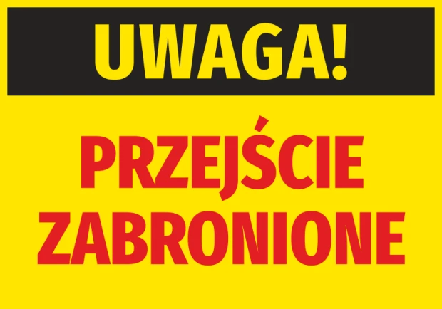 Caution: No Entry sticker - Graphic design with large black text on yellow background and red accents.