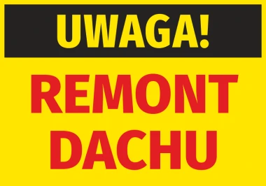 Warning Roof Repair Sticker - Graphic design. Black text on yellow background with large red letters.