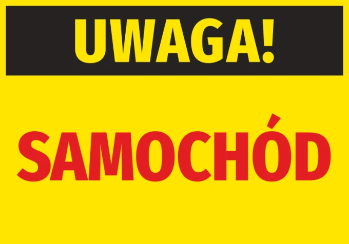 Caution Car Sticker - Graphic design with black "CAUTION!" on yellow background and large red "CAR" below.