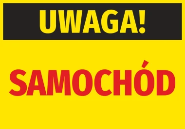 Caution Car Sticker - Graphic design with black "CAUTION!" on yellow background and large red "CAR" below.