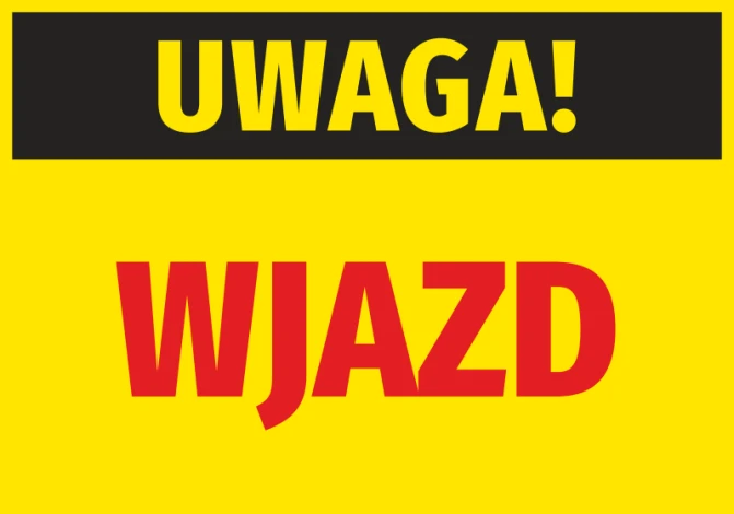 Warning Entrance Sticker - Large "WARNING!" text on black background and "ENTRANCE" in red on yellow background.