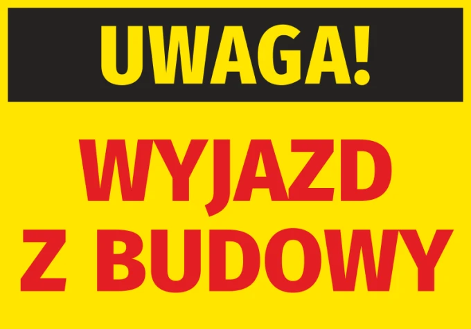 Caution Construction Exit Sticker - Graphic design with a black "Caution" on a yellow background and red "Exit" text.