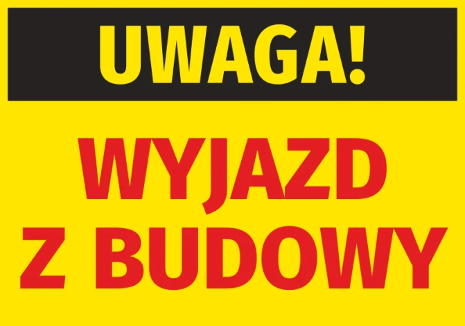 Caution Construction Exit Sticker - Graphic design with a black "Caution" on a yellow background and red "Exit" text.