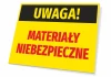 Warning sign for hazardous materials - graphic design with yellow background, black "WARNING!" and red "MATERIALS" text.
