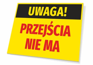 Caution: No Crossing Sign - Rectangular sign with yellow background, black text at the top, and red accents.