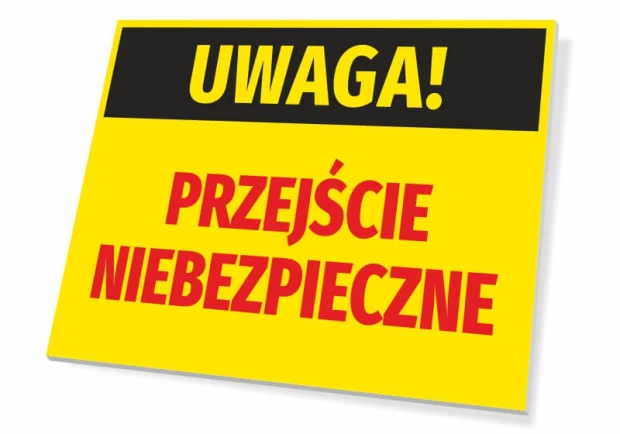 Caution: Dangerous Crossing Sign - Graphic design with yellow background, black "CAUTION!" text, and red "CROSSING".