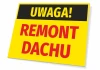 Caution Roof Repair Sign - Rectangular sign with a black background and large red letters on yellow.