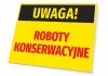 Caution Maintenance Sign - Rectangular sign with yellow background, black text, and red accents.