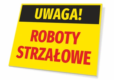 Caution: Shooting Works sign - graphic design with yellow background, black "Caution" text, and red "Shooting Works" letters.