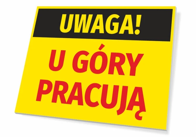 Caution sign - Graphic design with yellow background, black text "CAUTION!" and red "WORKING ABOVE".