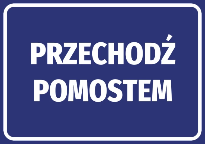 Walkway Sticker - Graphic Design. Blue background with large white text.