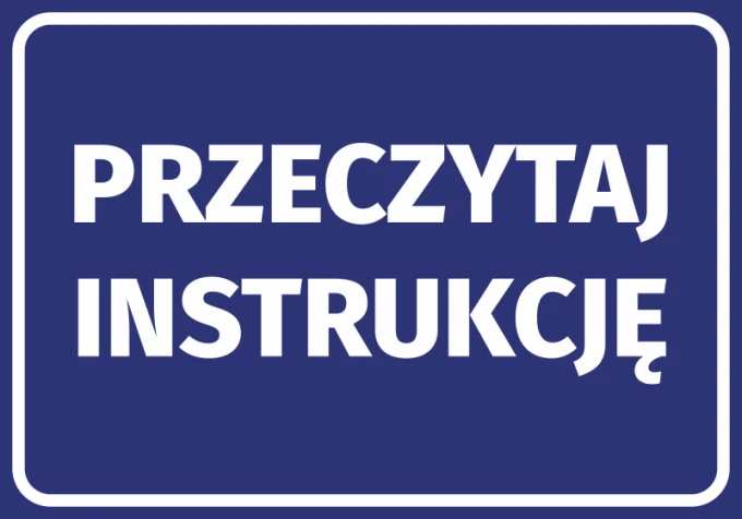 Read the instructions sticker - Graphic design. Blue background with large white text.