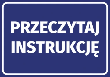 Read the instructions sticker - Graphic design. Blue background with large white text.