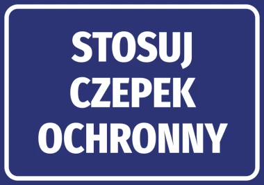 Sticker Use a protective cap - Graphic design. White text in large letters on a blue background.