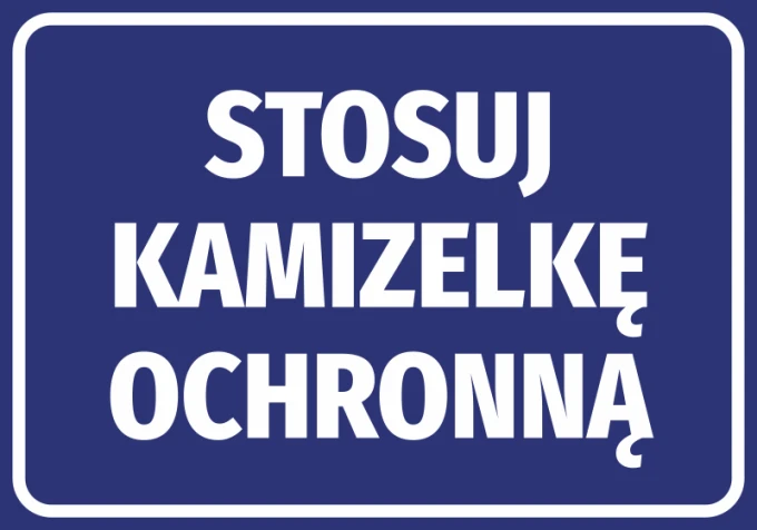 Sticker Use Protective Vest - Graphic Design. Blue background with large white text.