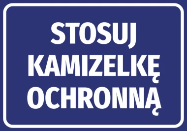 Sticker Use Protective Vest - Graphic Design. Blue background with large white text.