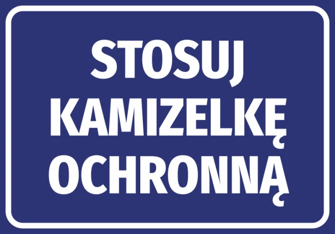 Sticker Use Protective Vest - Graphic Design. Blue background with large white text.