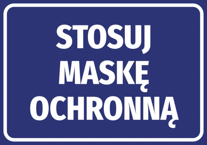 Protective Mask Required Sticker - Graphic Design. Blue background with large white text.