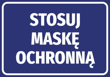 Protective Mask Required Sticker - Graphic Design. Blue background with large white text.