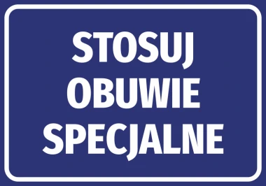 Sticker Use Special Footwear - Graphic Design. Blue background with large white text.