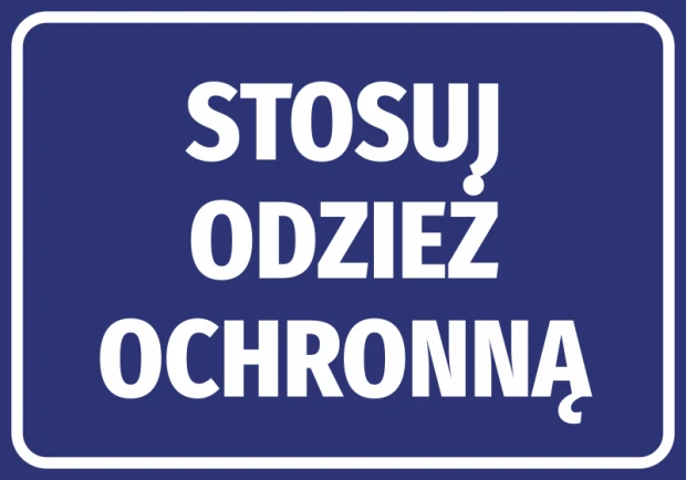 Protective Clothing Sticker - Graphic Design. Blue background with large white text.