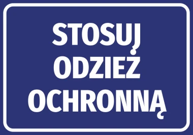 Protective Clothing Sticker - Graphic Design. Blue background with large white text.