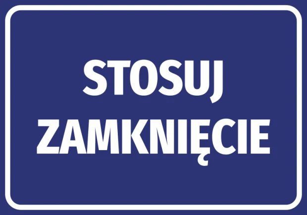 Use closure sticker - Graphic design. Blue background with large white text.