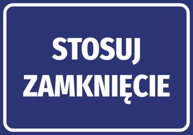 Use closure sticker - Graphic design. Blue background with large white text.