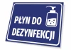 Disinfectant Liquid T415 Sign - Rectangular sign with blue background, white text, and bottle icon.
