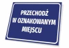 Cross Here at Designated Spot - Graphic Design. Rectangular sign with blue background and white text.