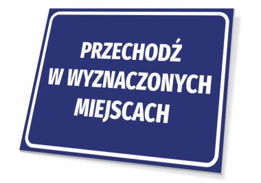 Cross Here Sign - Graphic Design. Blue background with white text, rectangular shape.