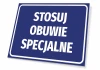 Special footwear required sign - Graphic design. Blue background with large white lettering.