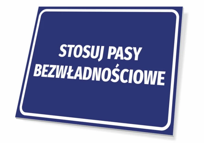 Seatbelt Use Sign - Graphic Design. Rectangular sign with a blue background and white text.