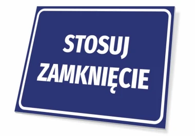 Use closure sign - Graphic design. Simple rectangle on a blue background with white text.