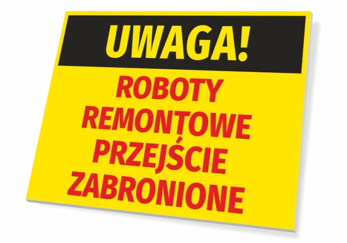 Caution: No Entry. Construction Work - Graphic Design. Yellow background with black text and red accents.