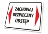 Keep a safe distance sign - Simple design with a white background, black text, and red accents.