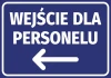Staff Entrance Sticker N423 - Graphic design. Blue background with white text and left arrow.