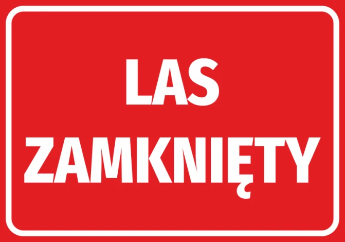 Forest Closed Sticker - Graphic design. Red background with large white text saying FOREST CLOSED.