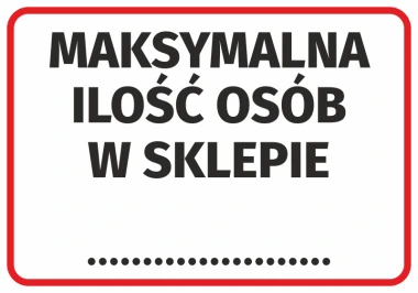 Maximum number of people in store sticker - Simple rectangle with red border, black text on white background.