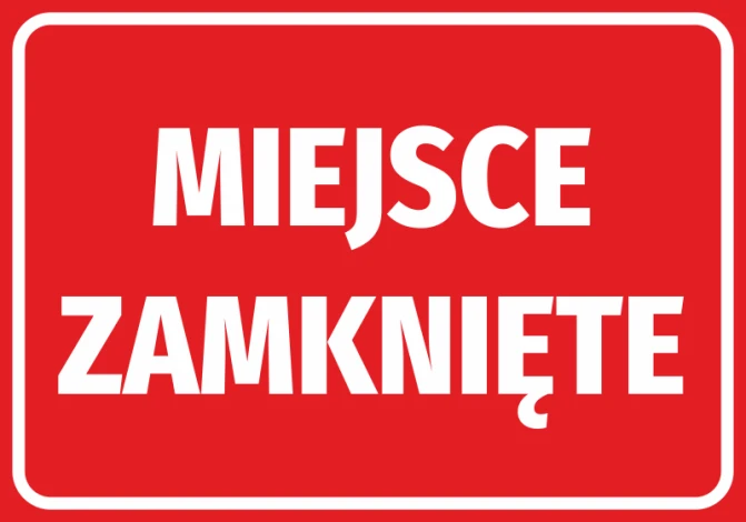 Closed Area Sticker - Graphic Design. Red background with large white text.