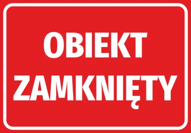 Closed Object Sticker - Graphic Design. Red background with large white text.