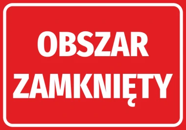 Closed Area Sticker - Graphic design. Red background with white text, bold letters, clear message.