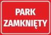 Closed Park Sticker - Graphic design with a red background and large white text saying CLOSED PARK.